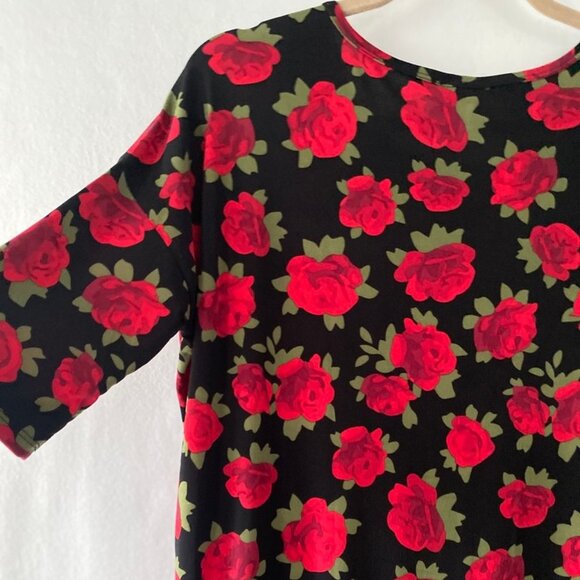 LuLa Roe XXS Simple Comfortable Red Rose Tunic - Picture 10 of 15